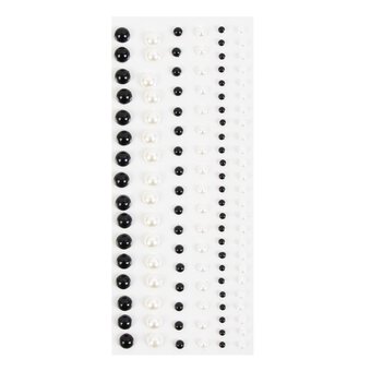 Black and White Adhesive Pearls 116 Pack