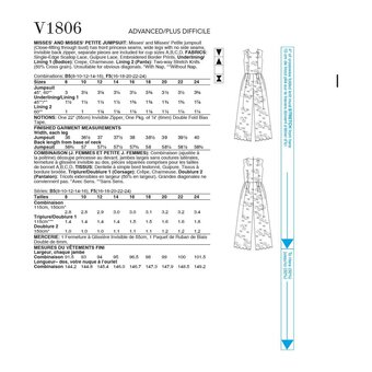Vogue Women's Jumpsuit Sewing Pattern V1806 (F5 16-24)