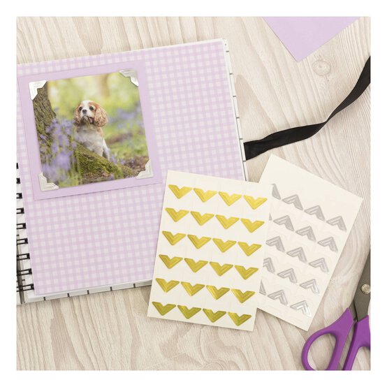 Crafter’s Companion Gold and Silver Photo Corners 192 Pack image number 2