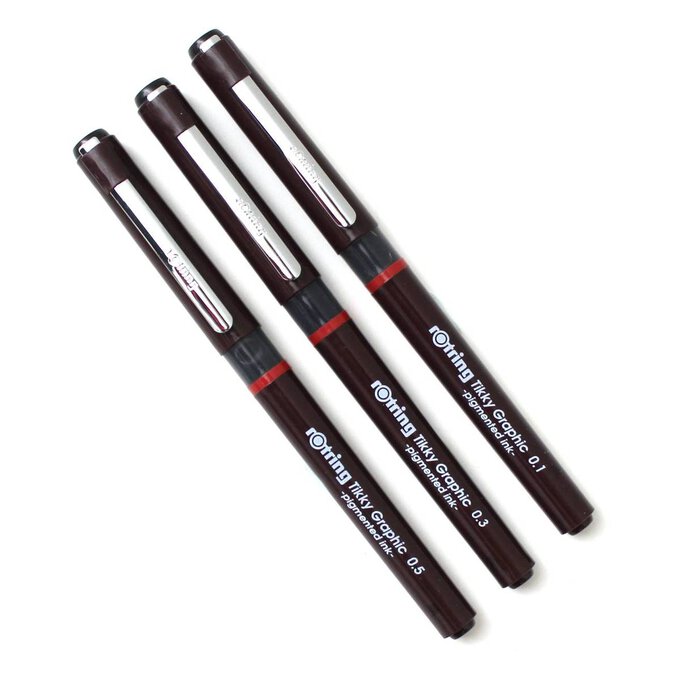 Rotring Tikky Graphic Fineline Pens 0.1mm 0.3mm and 0.5mm image number 1