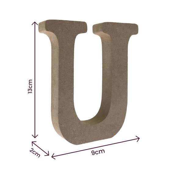 MDF Wooden Letter U 13cm image number 4