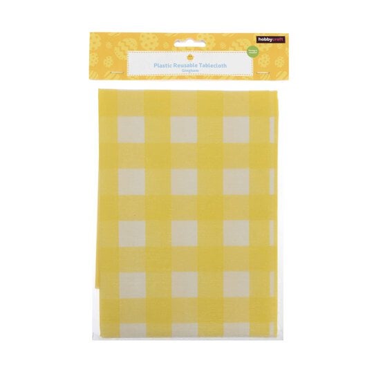 Yellow Gingham Easter Tablecloth 1.3m image number 4