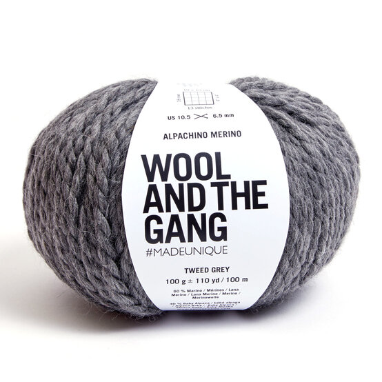 Wool and the Gang Tweed Grey Alpachino Merino 100g image number 1