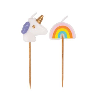 Unicorn and Rainbow Birthday Candles 6 Pack 