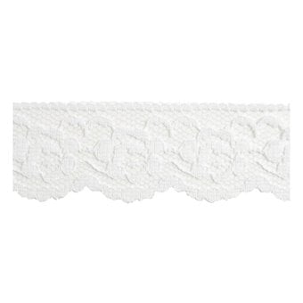 White 35mm Buttercup Lace Trim by the Metre image number 2