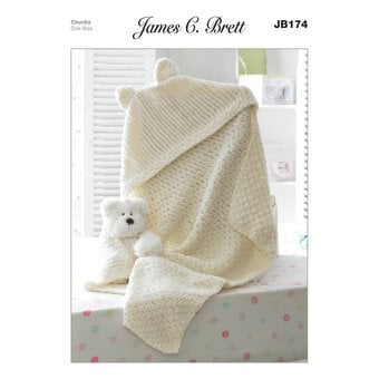 James C Brett Flutterby Chunky Hooded Blanket Pattern JB174