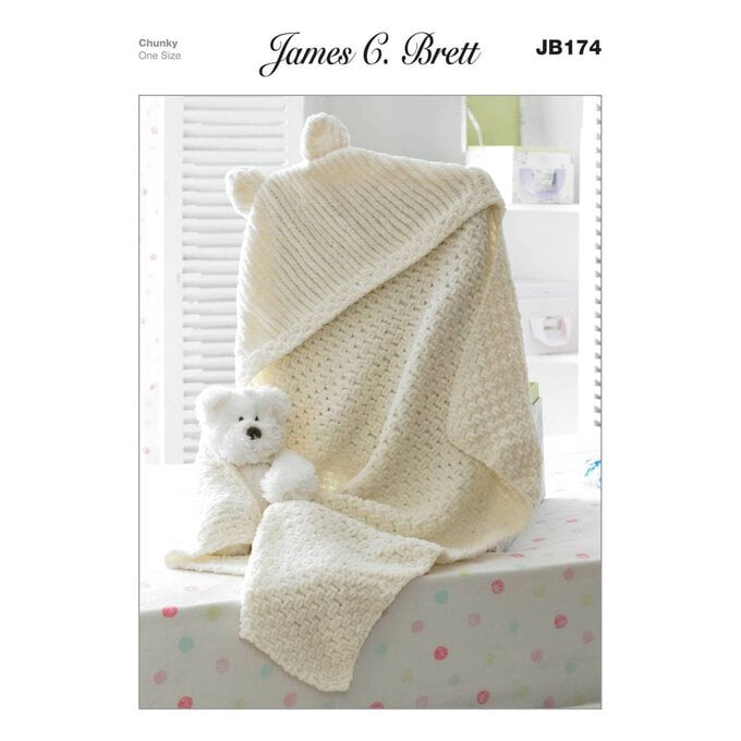 James C Brett Flutterby Chunky Hooded Blanket Pattern JB174 image number 1