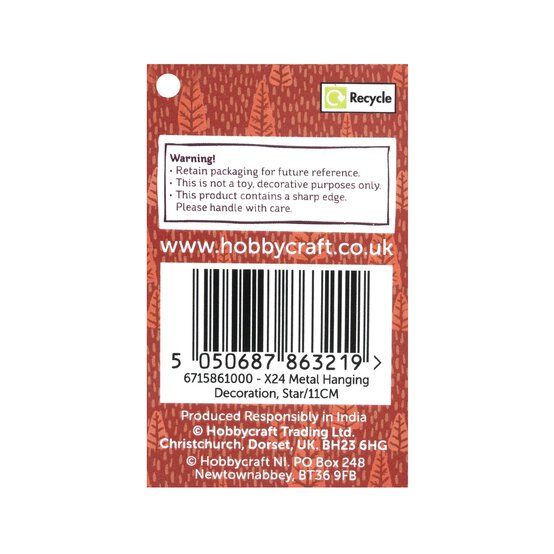 Hanging Metal Star Decoration 11cm  image number 5