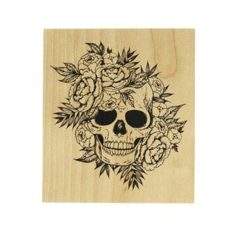 Floral Skull Wooden Stamp 8cm x 10cm image number 4