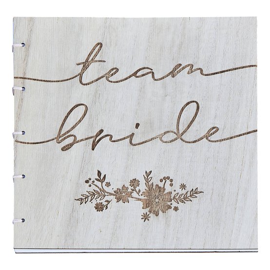 Ginger Ray Wooden Boho Team Bride Guest Book image number 1