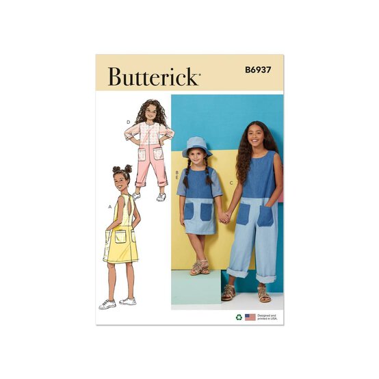 Butterick Children's Dress and Accessories  Sewing Pattern B6937 (CHJ 7-14) image number 1