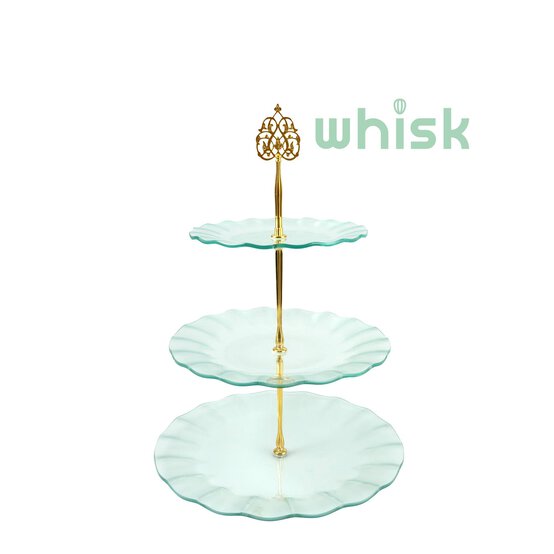 Whisk Ripple Effect Three Tier Glass Cake Stand image number 1