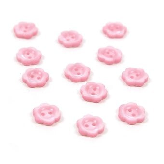 Hemline Pink Basic Flower Button 12 Pack