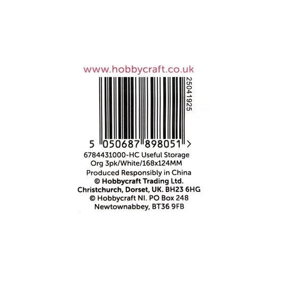 White Storage Organisers 17cm x 12cm 3 Pack  image number 4