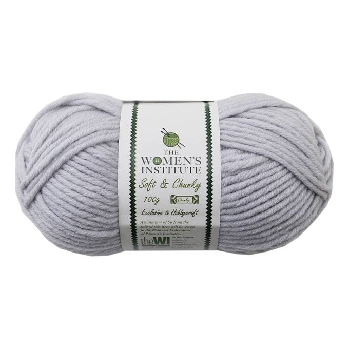 Women’s Institute Pale Grey Soft and Chunky Yarn 100g image number 1