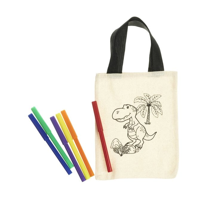 Dino Colour-In Canvas Bag  image number 1