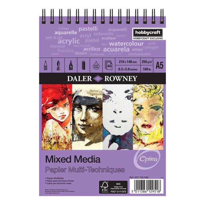 Daler-Rowney Optima Mixed Media Spiral Pad A5 image number 1