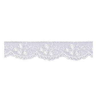 Cream Rayon Embroidery on Tulle Lace Trim by the Metre