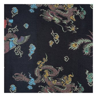 Black Print Chinese Brocade Fabric by the Metre image number 2