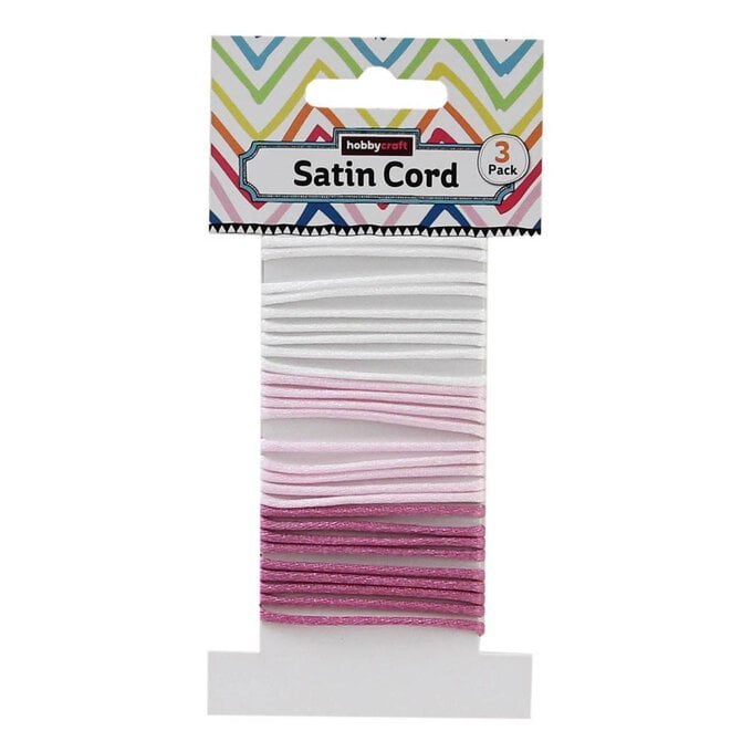 Pink and White Satin Cord 1m 3 Pack image number 1