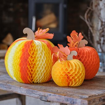 How to Make Honeycomb Paper Pumpkins