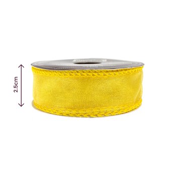 Yellow Wire Edge Organza Ribbon 25mm x 3m image number 3