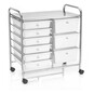 Matte White and Silver Rolling Organiser 9 Drawers image number 1