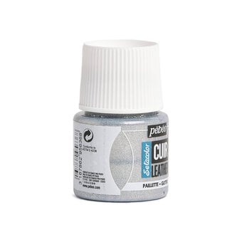 Pebeo Setacolor Glitter Silver Leather Paint 45ml image number 4