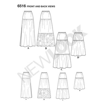 New Look Women's Skirt Sewing Pattern 6516 | Hobbycraft