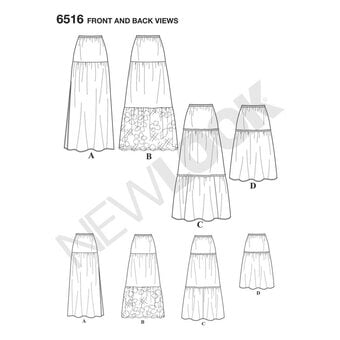 New Look Women's Skirt Sewing Pattern 6516