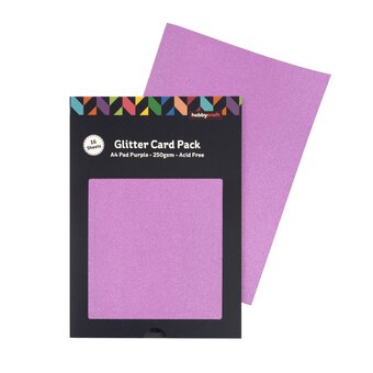 Purple Glitter Card A4 16 Pack