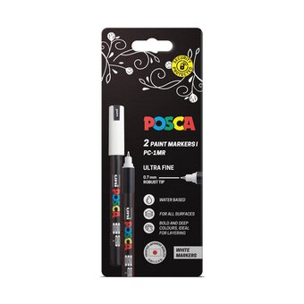 Uni-ball Posca White PC-1MR Marker Pens 2 Pack