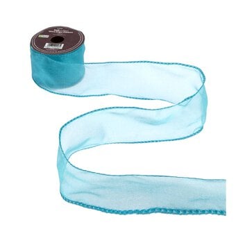 Turquoise Wire Edge Organza Ribbon 63mm x 3m image number 2