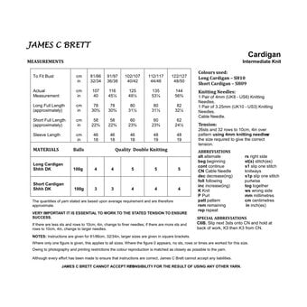 James C Brett Shhh DK Cardigan Pattern JB816