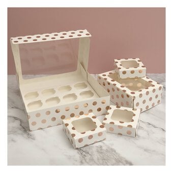 Rose Gold Polka Dot Cupcake Tray Box 12 Wells
