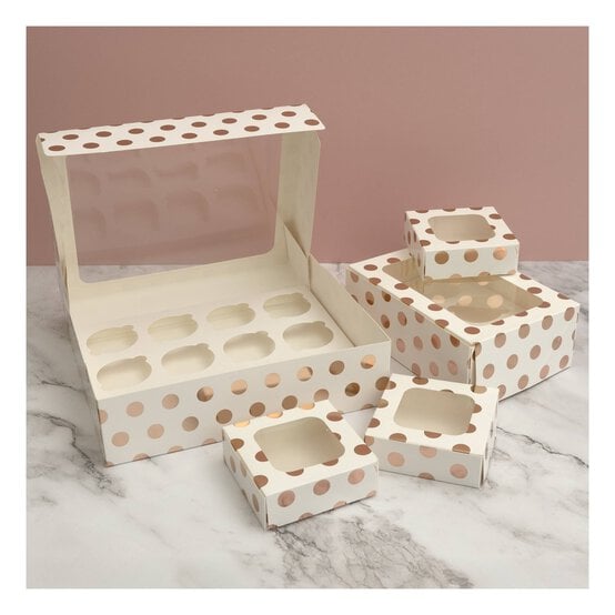 Rose Gold Polka Dot Cupcake Tray Box 12 Wells image number 2