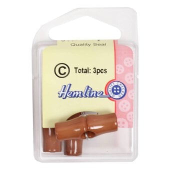 Hemline Brown Basic Toggle Button 3 Pack