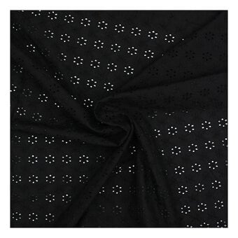 Black Broderie Anglaise Fabric by the Metre