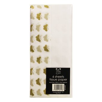 Gold Butterfly Tissue Paper 6 Pack image number 2