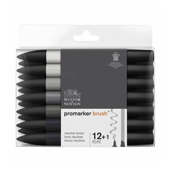 Winsor & Newton Grey Promarker Brush 12 Pack