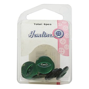 Hemline Emerald Basic Fish Eye Button 8 Pack