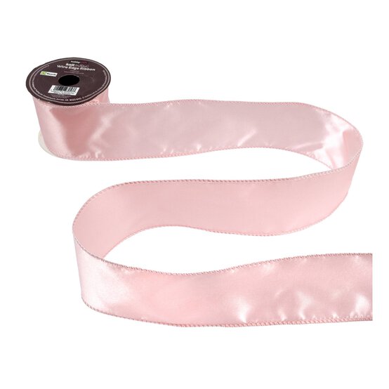 Blush Wire Edge Satin Ribbon 63mm x 3m image number 2