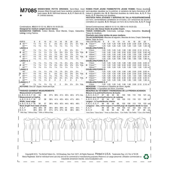 McCall&rsquo;s Petite Dress Sewing Pattern M7085 (14-22) image number 2