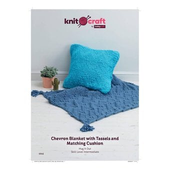 Knitcraft Chevron Blanket with Tassels and Cushion Digital Pattern 0046