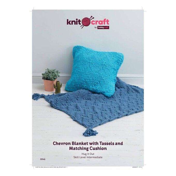 Knitcraft Chevron Blanket with Tassels and Cushion Digital Pattern 0046 image number 1