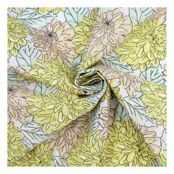 Yellow Floral Polycotton Fabric by the Metre