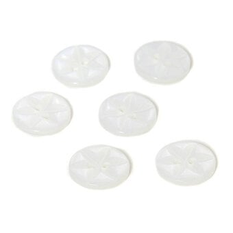 Hemline White Basic Star Button 6 Pack
