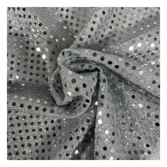 Silver Sequin Polyester Jersey Fabric by the Metre