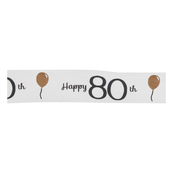 Happy 80th Satin Ribbon 16mm x 4m image number 2