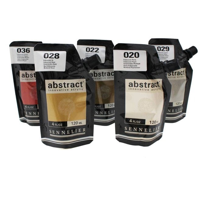 Sennelier Metallic Abstract Acrylic Paint Pouch 120ml 5 Pack image number 1